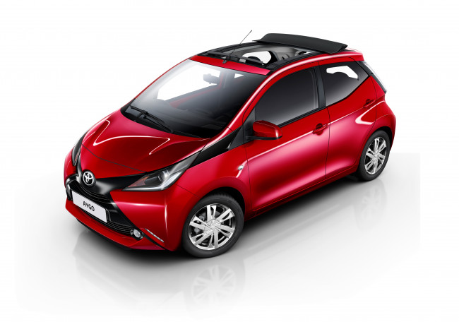 Обои картинки фото автомобили, toyota, aygo, x-wave, 5-door, uk-spec, 2015г, красный