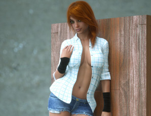 Картинка 3д+графика люди+ people девушка взгляд фон