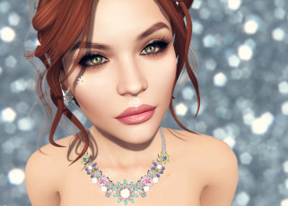 Картинка 3д+графика портрет+ portraits девушка взгляд фон