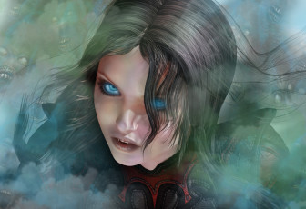 Картинка 3д+графика портрет+ portraits зубы взгляд фон девушка