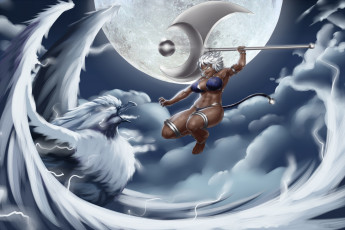 Картинка видео+игры league+of+legends секира птица купальник фон девушка