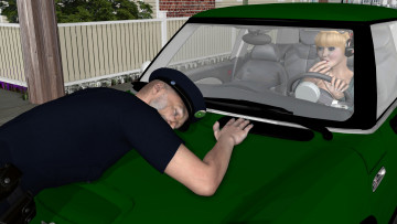 Картинка 3д+графика люди-авто мото+ people-+car+ +moto фон взгляд девушка