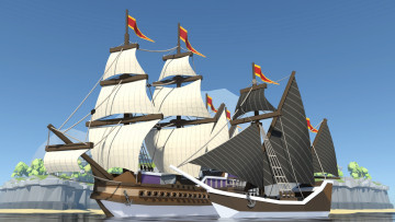 Картинка корабли рисованные парусники море