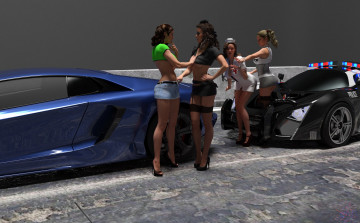 Картинка 3д+графика люди+ people девушки взгляд фон