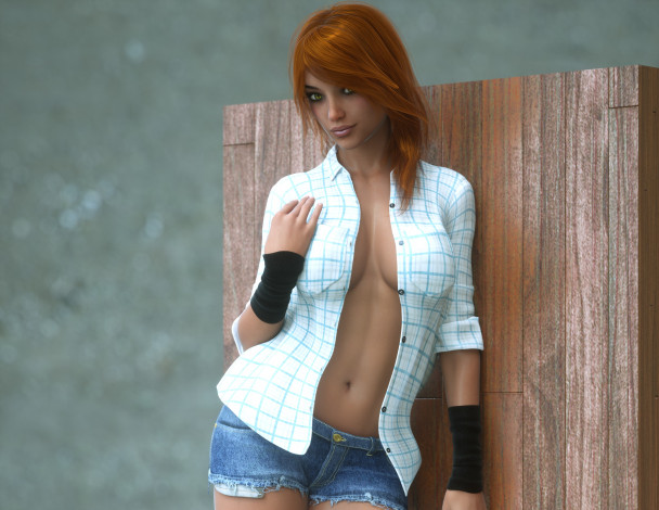 Обои картинки фото 3д графика, люди , people, девушка, взгляд, фон