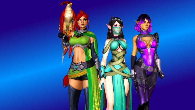 Обои картинки фото 3д графика, эльфы , elves, взгляд, эльфийки, фон