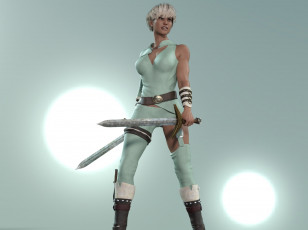 Картинка 3д+графика фантазия+ fantasy взгляд девушка фон оружие