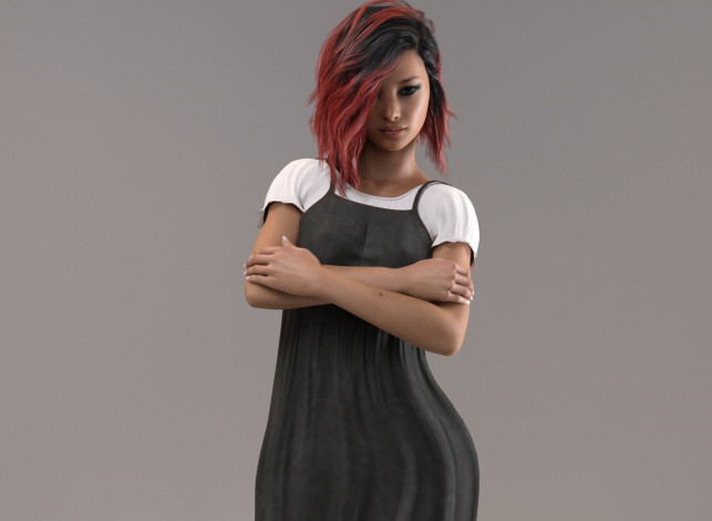 Обои картинки фото 3д графика, люди , people, фон, взгляд, девушка