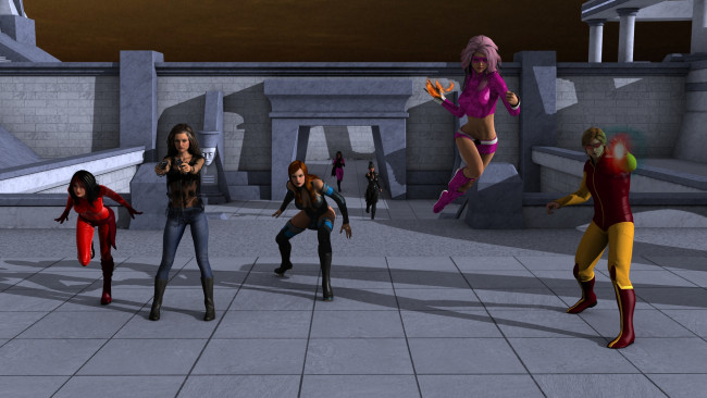 Обои картинки фото 3д графика, фантазия , fantasy, фон, взгляд, девушки