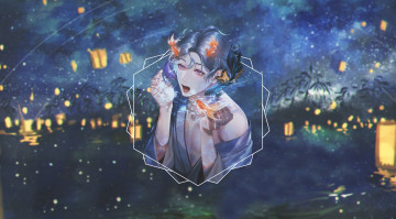 Картинка аниме животные +существа парень