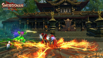 Картинка видео+игры swordsman бой магия площадь здание