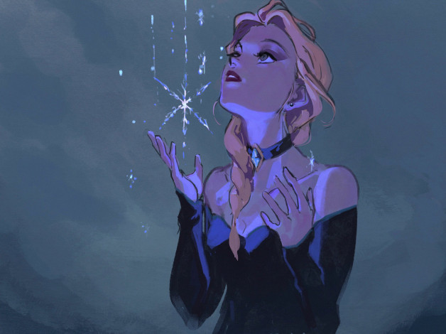 Обои картинки фото рисованное, кино,  мультфильмы, эльза, снежинка