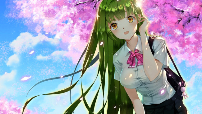 Обои картинки фото аниме, unknown,  другое , девушка, форма, весна