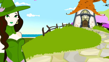 обоя видео игры, twin skies, девушка, ведьма, шляпа, дом