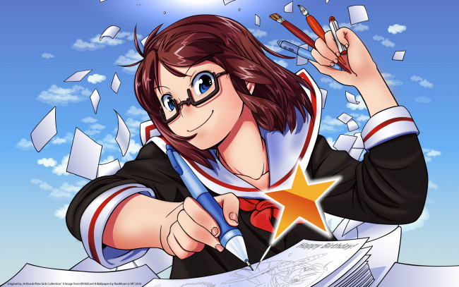 Обои картинки фото аниме, pixiv, girls, collection, artbook