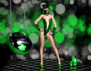 Картинка 3д графика people люди противогаз игрушка девушка