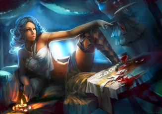 Картинка фэнтези девушки сапоги свеча