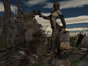 Картинка 3д графика fantasy фантазия девушка оружие