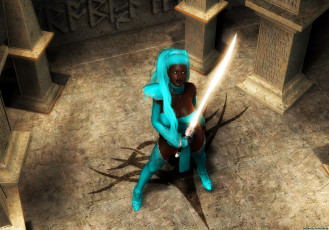 Картинка 3д графика creatures существа существо девушка меч