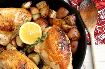 Картинка еда мясные блюда мясо картофель лимон ложка