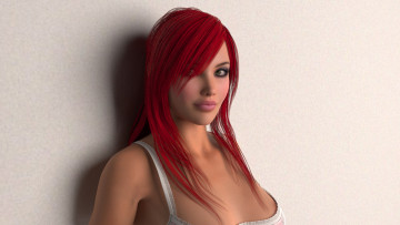 Картинка 3д графика portraits портрет рижая лицо девушка