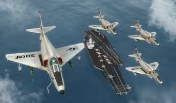 Картинка авиация 3д рисованые graphic полет авианосец океан самолеты