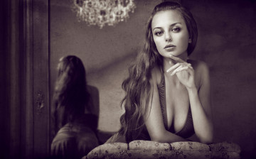 Картинка -Unsort+Черно-белые+обои девушки unsort Черно белые обои грудь волосы