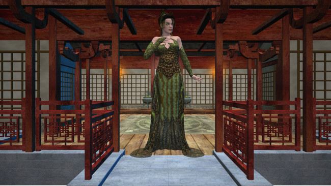 Обои картинки фото 3д, графика, people, люди, девушка, платье, дом