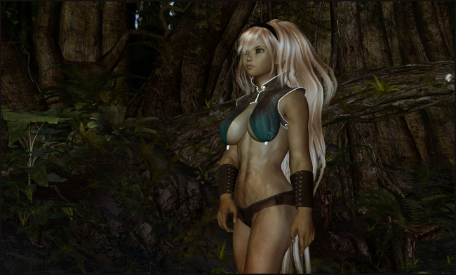 Обои картинки фото 3д, графика, people, люди, девушка, лес