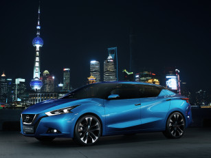 Картинка автомобили nissan datsun синий 2014 concept lannia