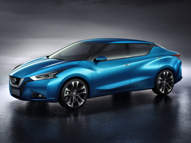 Обои картинки фото автомобили, nissan, datsun, lannia, синий, 2014, concept