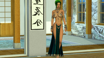 Картинка 3д+графика люди+ people взгляд девушка фон замок