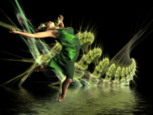 Обои картинки фото 3д графика, фантазия , fantasy, девушка, фон, движение