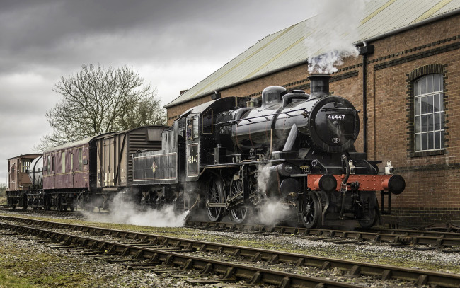 Обои картинки фото техника, паровозы, паровоз, рельсы, дорога, железная