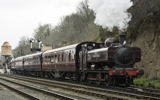 Обои картинки фото техника, паровозы, железная, паровоз, рельсы, дорога