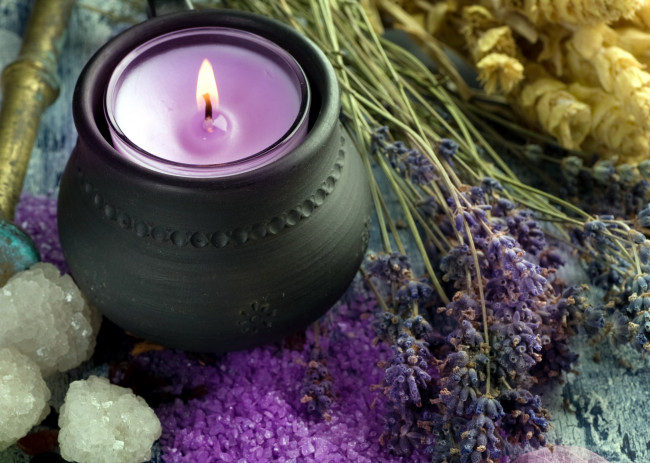 Обои картинки фото разное, свечи, лаванда