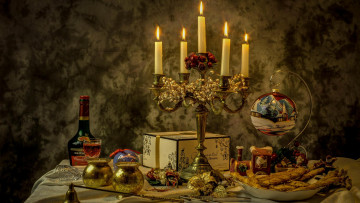 Картинка еда натюрморт предметы свечи стол