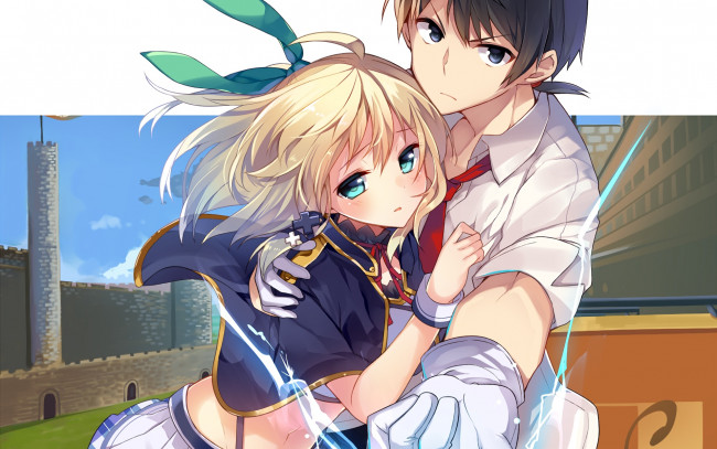 Обои картинки фото аниме, rokudenashi majutsu koushi to akashic records, фон, взгляд, девушка