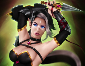 Картинка фэнтези эльфы девушка арт грудь фантастика эльф кинжал adalia