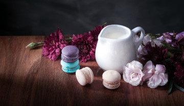 Картинка еда макаруны гвоздика молоко хризантемы