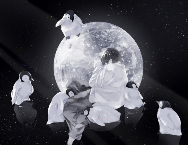 Обои картинки фото аниме, животные,  существа, парень