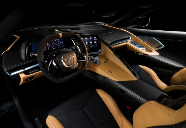 Обои картинки фото 2020 chevrolet corvette c8 stingray, автомобили, интерьеры, салон, гиперкар, сhevrolet, corvette, c8, stingray, 2020, кожа, сиденье