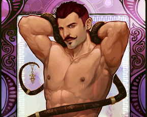 обоя видео игры, dragon age, мужчина, торс, змея