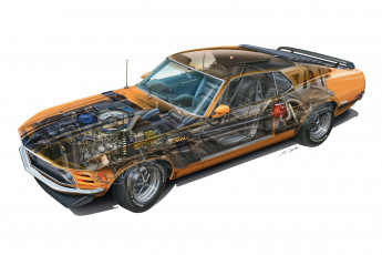 Картинка автомобили рентген mustang