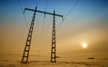 Картинка разное другое опоры провода небо поле