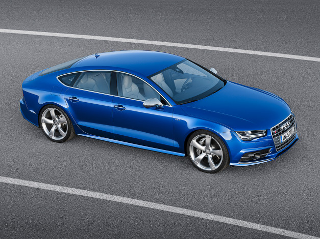 Обои картинки фото автомобили, audi, s7, sportback, 2014г, синий