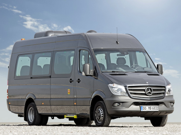 Обои картинки фото автомобили, mercedes-benz, 45, transfer, серый, 2014г, sprinter, br, 906