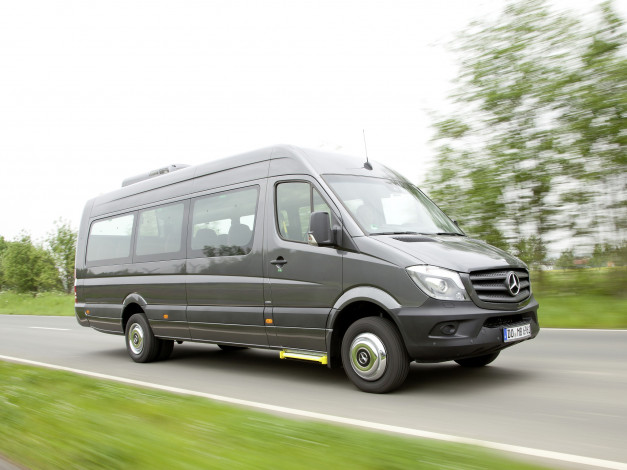 Обои картинки фото автомобили, mercedes-benz, серый, br, 906, 45, 2014г, transfer, sprinter