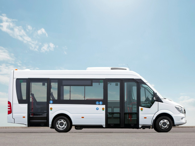 Обои картинки фото автомобили, mercedes-benz, светлый, 2014г, br, 906, 65, sprinter, city