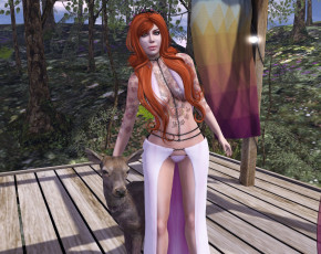 Картинка 3д+графика люди+ people рыжая девушка взгляд фон